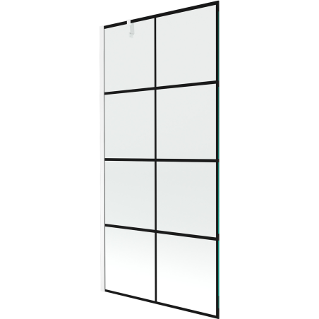 Mexen Next vaňová zástena jednokrídlová 90 x 150 cm, Čierny vzor, Biela - 895-090-000-00-77-20
