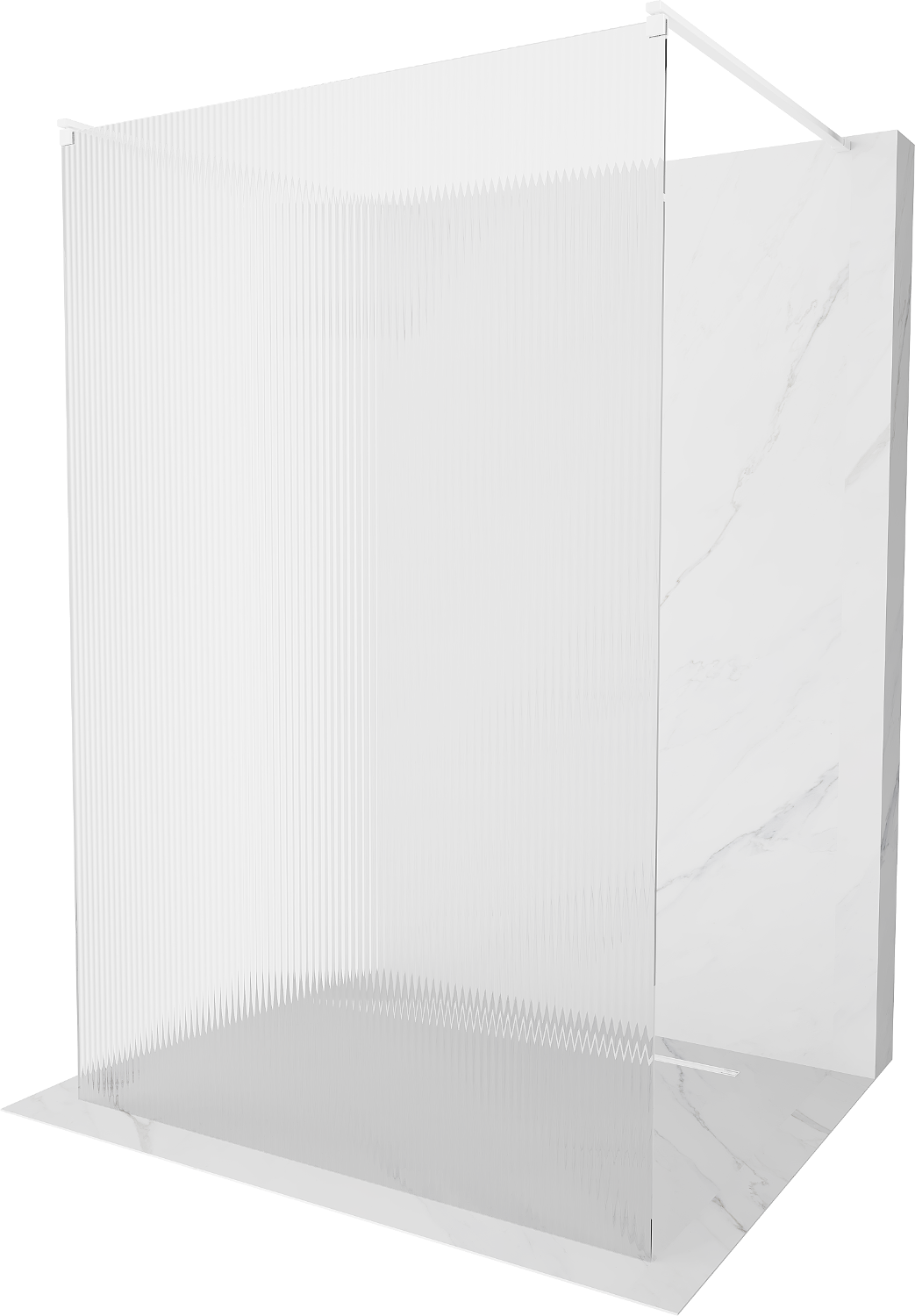 Mexen Kioto voľne stojaca sprchová stena 130 x 200 cm, prúžky 8 mm, Biela - 800-130-002-20-09