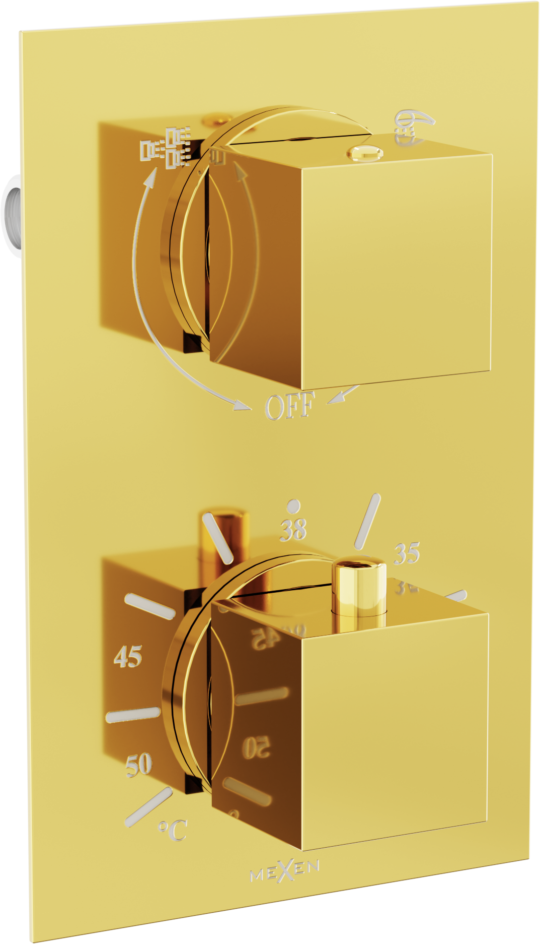 Mexen Cube termostatická vaňovo-sprchová batéria s 2 vývodmi, zlatá - 77502-50
