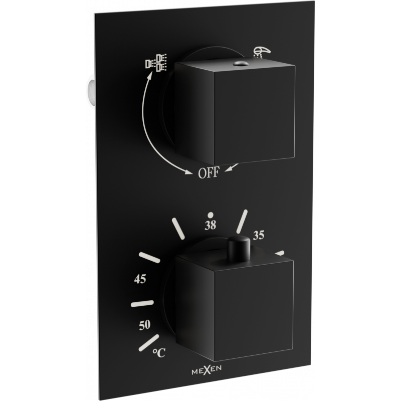 Mexen Cube termostatická vaňovo-sprchová batéria s 2 vývodmi, čierna - 77502-70
