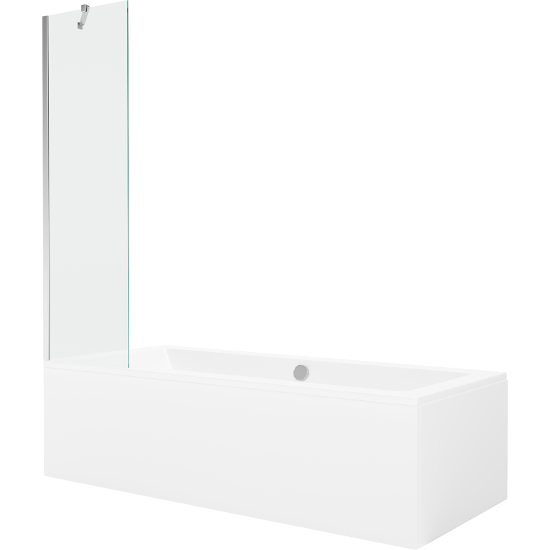 Mexen Cube obdĺžniková vaňa 170 x 80 cm s obkladom a 1-krídlovou sprchovou zástenou 50 cm, Transparentné, Chrómová - 550517080X9
