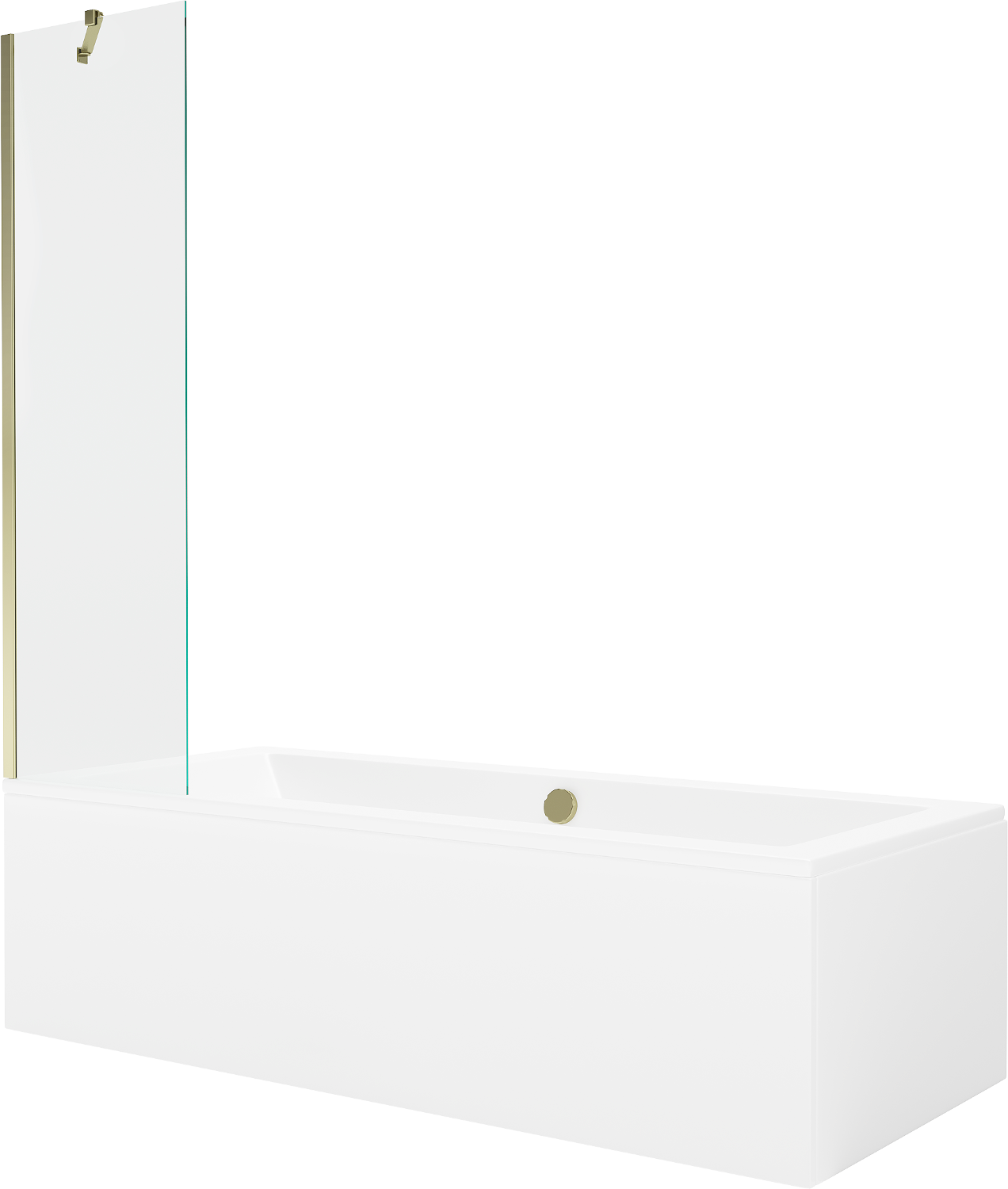 Mexen Cube obdĺžniková vaňa 170 x 80 cm s obkladom a 1-krídlovou sprchovou zástenou 50 cm, Transparentné, Zlatá - 550517080X9505