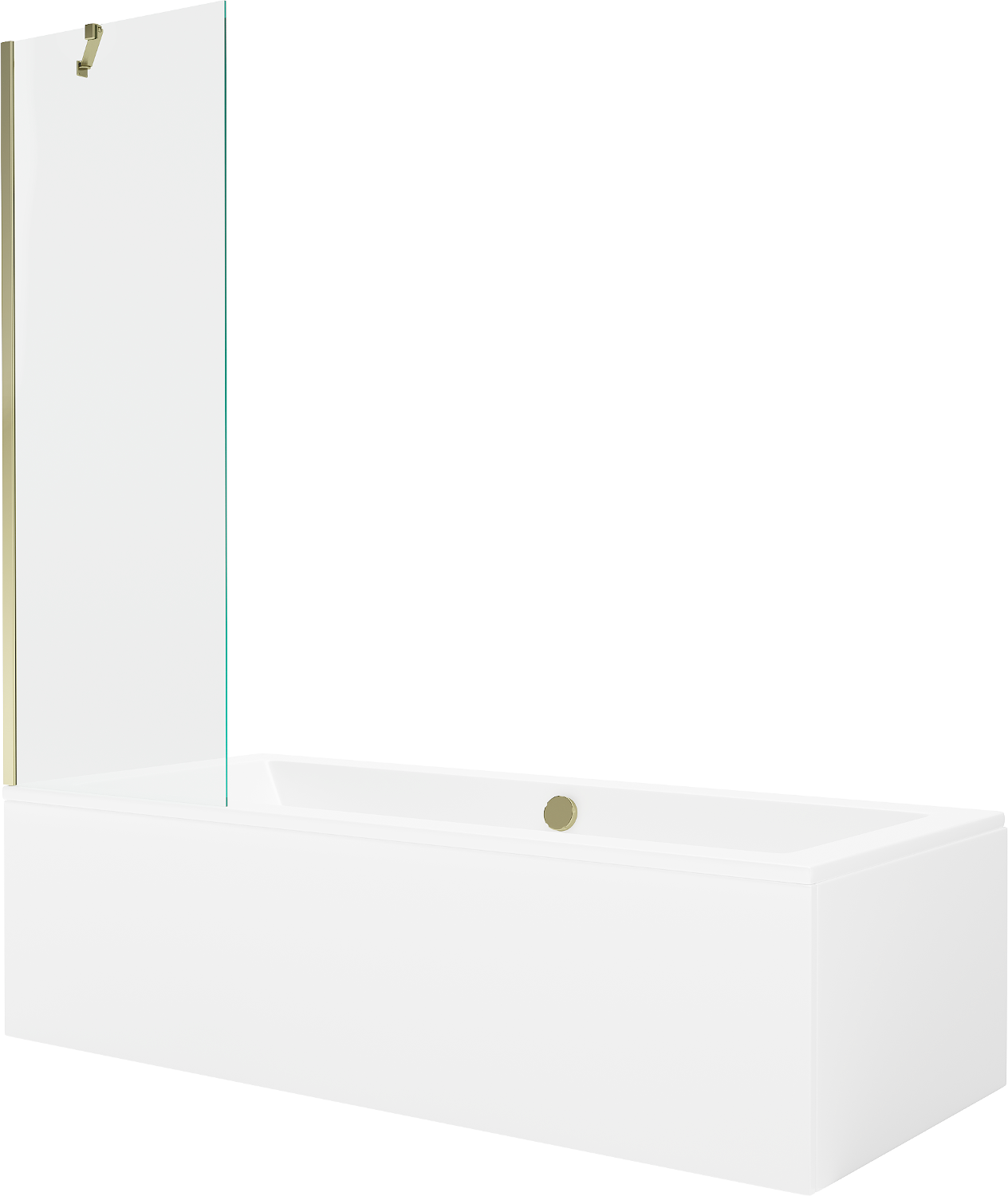 Mexen Cube obdĺžniková vaňa 170 x 80 cm s obkladom a 1-krídlovou sprchovou zástenou 60 cm, Transparentné, Zlatá - 550517080X9506