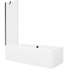 Mexen Cube obdĺžniková vaňa 170 x 80 cm s obkladom a 1-krídlovou sprchovou zástenou 60 cm, Transparentné, Čierna - 550517080X950