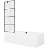 Mexen Cube obdĺžniková vaňa 170 x 80 cm s obkladom a 1-krídlovou sprchovou zástenou 70 cm, Čierny vzor - 550517080X9507007077