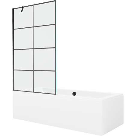 Mexen Cube obdĺžniková vaňa 170 x 80 cm s obkladom a 1-krídlovou sprchovou zástenou 100 cm, Čierny vzor - 550517080X9510007077