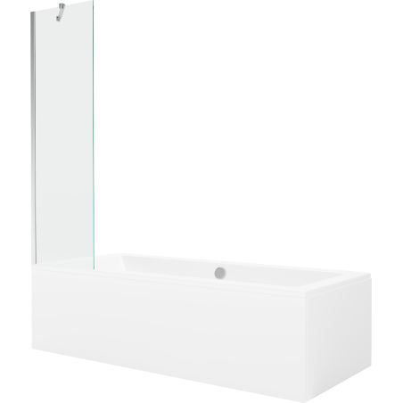 Mexen Cube obdĺžniková vaňa 180 x 80 cm s obkladom a 1-krídlovou sprchovou zástenou 50 cm, Transparentné, Chrómová - 550518080X9