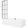 Mexen Cube obdĺžniková vaňa 180 x 80 cm s obkladom a 1-krídlovou sprchovou zástenou 60 cm, Čierny vzor - 550518080X9506007077
