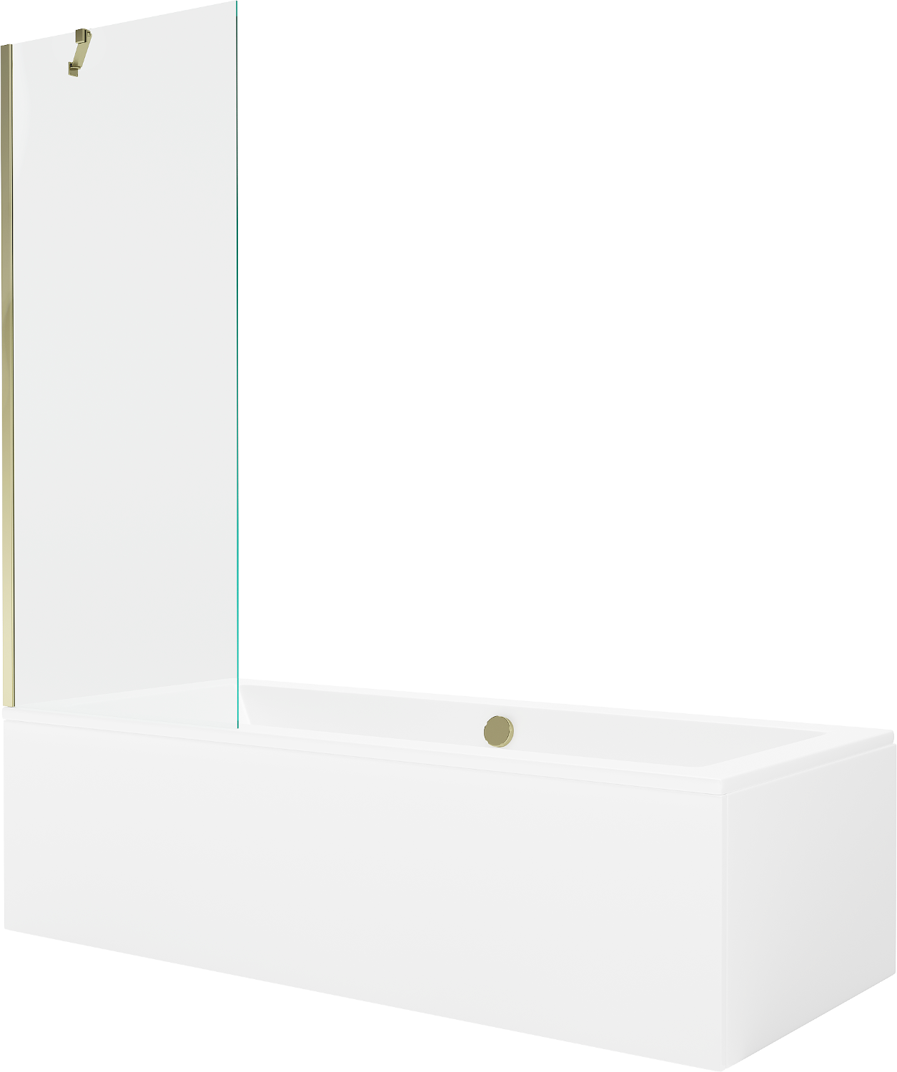 Mexen Cube obdĺžniková vaňa 180 x 80 cm s obkladom a 1-krídlovou sprchovou zástenou 70 cm, Transparentné, Zlatá - 550518080X9507