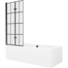 Mexen Cube obdĺžniková vaňa 170 x 80 cm s obkladom a 2-krídlovou zástenou 80 cm, Čierny vzor - 550517080X9208027077