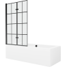 Mexen Cube obdĺžniková vaňa 170 x 80 cm s obkladom a 2-krídlovou zástenou 100 cm, Čierny vzor - 550517080X9210027077