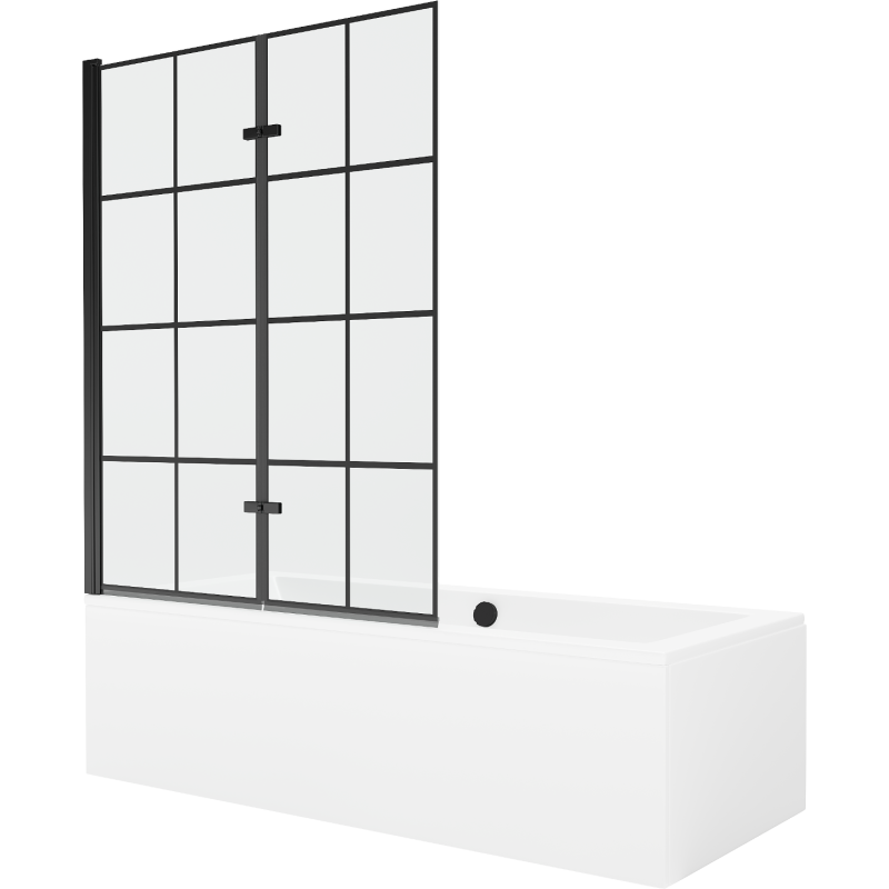Mexen Cube obdĺžniková vaňa 170 x 80 cm s obkladom a 2-krídlovou zástenou 120 cm, Čierny vzor - 550517080X9212027077