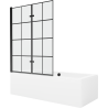 Mexen Cube obdĺžniková vaňa 170 x 80 cm s obkladom a 2-krídlovou zástenou 120 cm, Čierny vzor - 550517080X9212027077