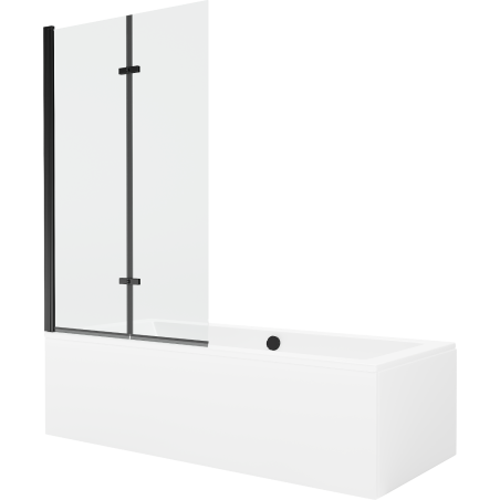Mexen Cube obdĺžniková vaňa 180 x 80 cm s obkladom a 2-krídlovou zástenou 100 cm, Transparentné, Čierna - 550518080X9210027000