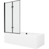 Mexen Cube obdĺžniková vaňa 180 x 80 cm s obkladom a 2-krídlovou zástenou 100 cm, Čierny vzor - 550518080X92100027070