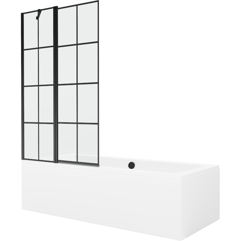 Mexen Cube obdĺžniková vaňa 170 x 80 cm s obkladom a 1-krídlovou sprchovou zástenou 100 cm, Čierny vzor - 550517080X9410117077