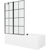 Mexen Cube obdĺžniková vaňa 170 x 80 cm s obkladom a 1-krídlovou sprchovou zástenou 120 cm, Čierny vzor - 550517080X9412117077