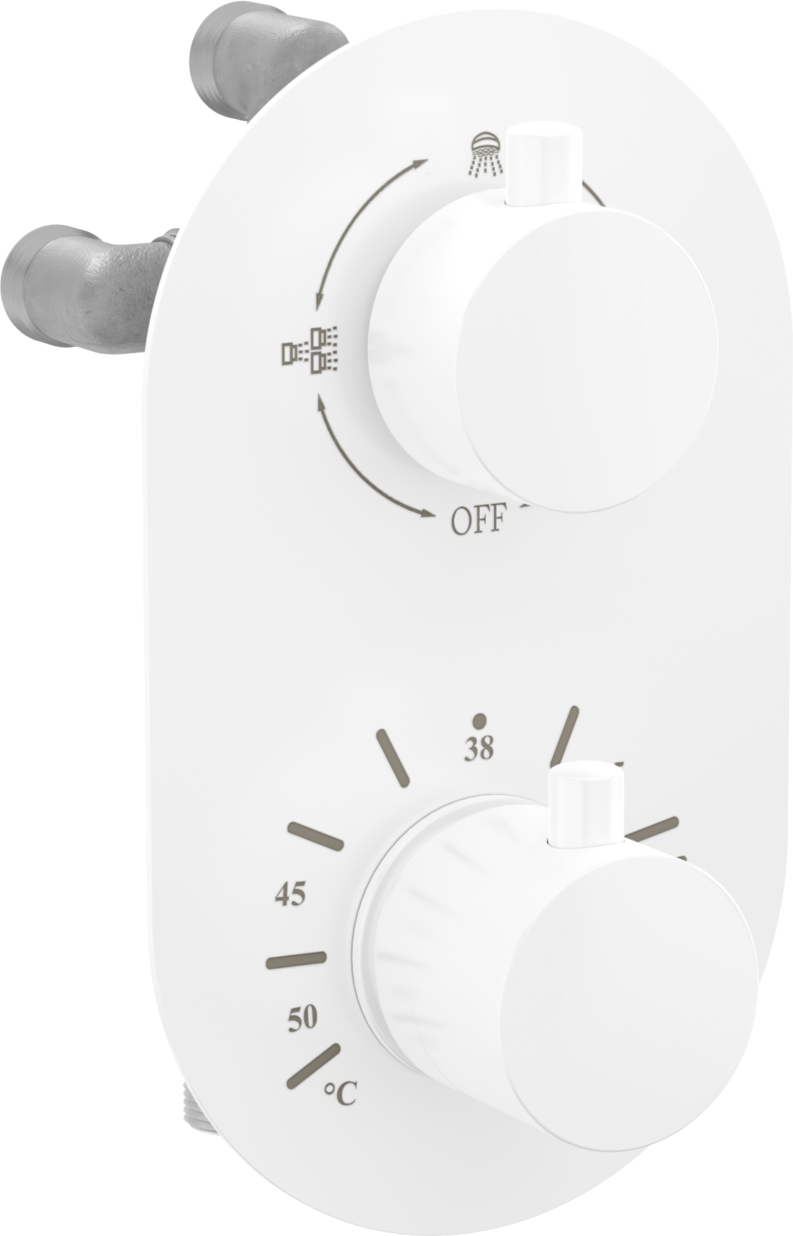 Mexen Kai termostatická vaňovo-sprchová batéria s 3 vývodmi, biela - 77602-20