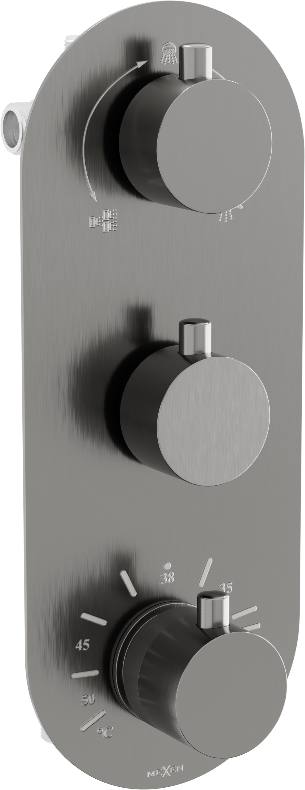 Mexen Kai termostatická vaňovo-sprchová batéria s 3 vývodmi, grafitová čierna - 77603-66