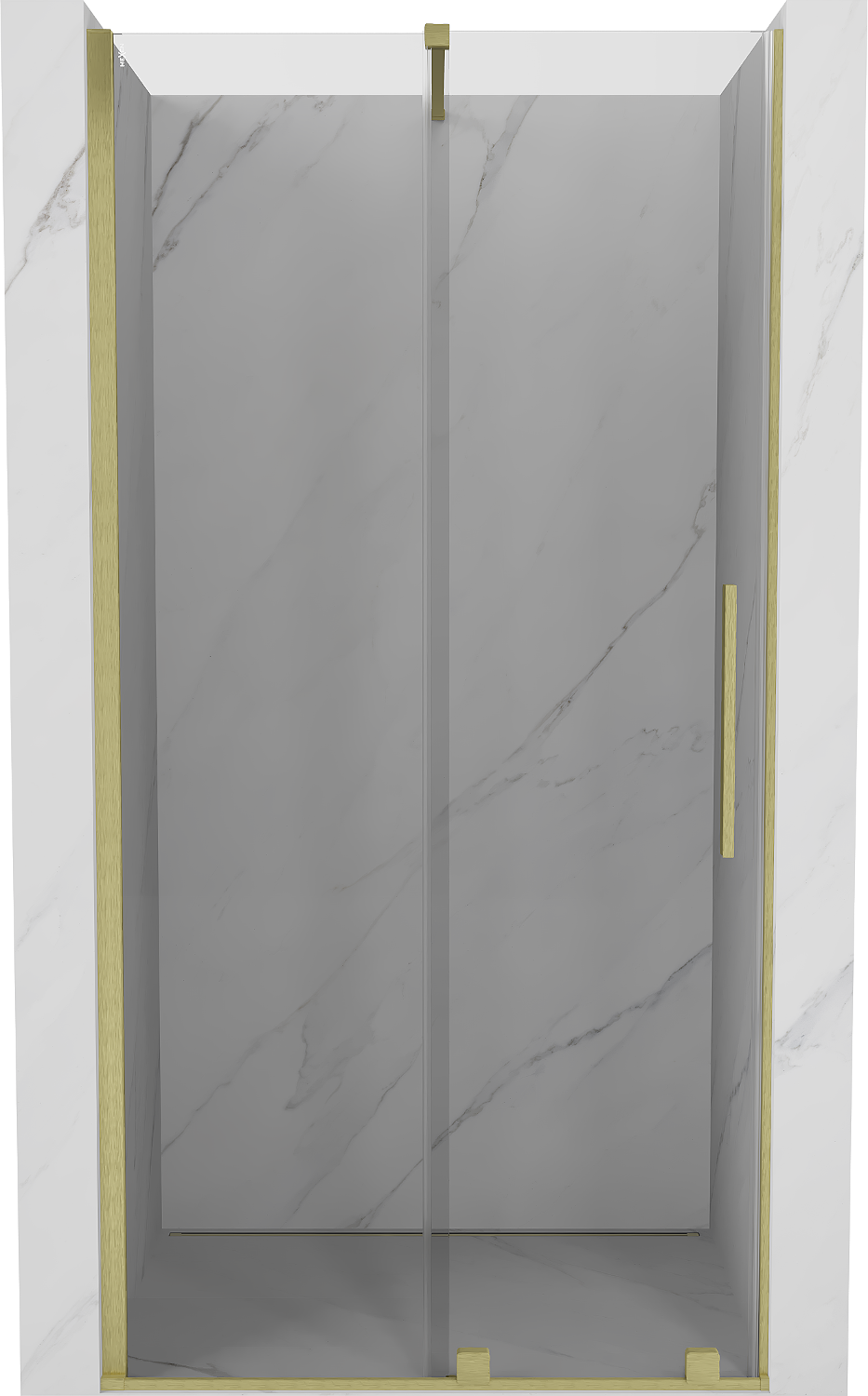 Mexen Velar posúvacie sprchové dvere 100 cm, Priehľadné, zlaté kefované - 871-100-000-01-55