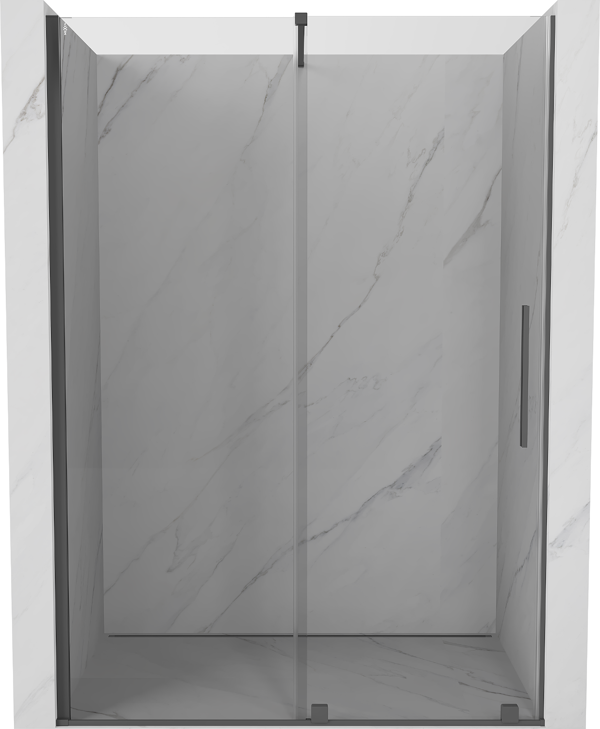 Mexen Velar posúvacie sprchové dvere 130 cm, Priehľadné, gun gray kefovaný - 871-130-000-01-66