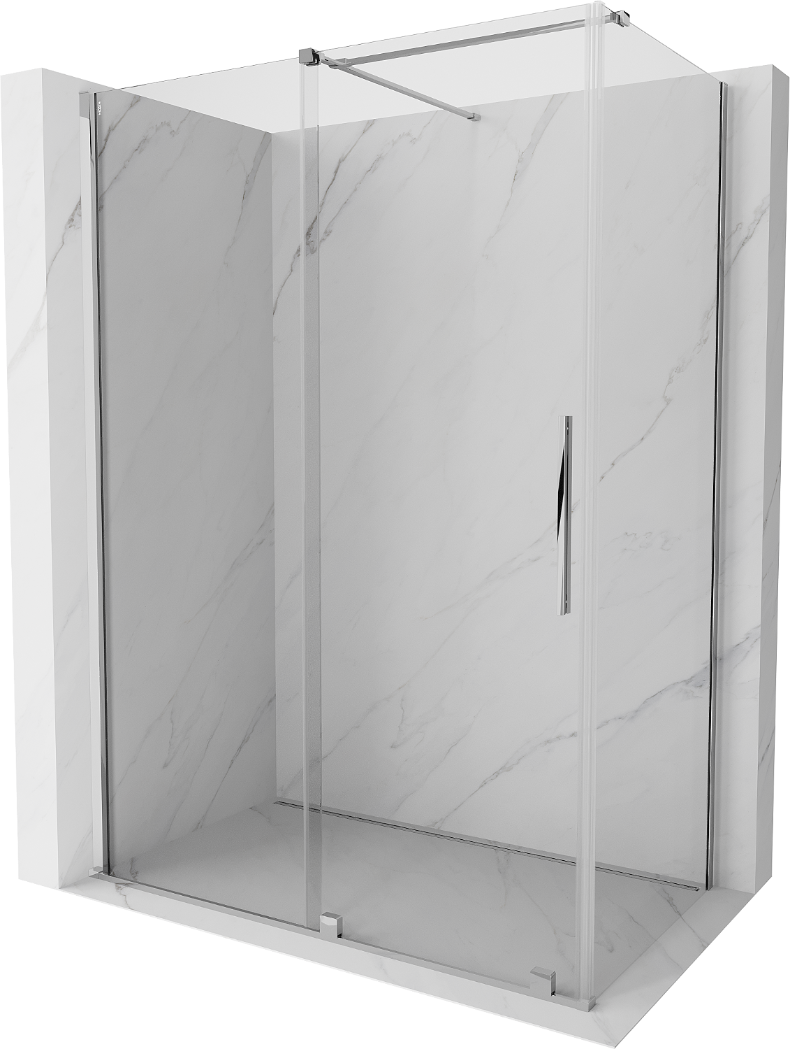 Mexen Velar sprchová kabína, posuvné dvere 140 x 75 cm, Priehľadné, Chrómová - 871-140-075-01-01