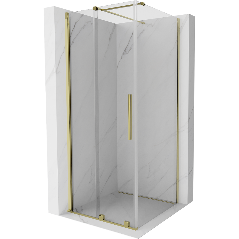Mexen Velar sprchová kabína, posuvné dvere 100 x 100 cm, Priehľadné, Zlatá - 871-100-100-01-50