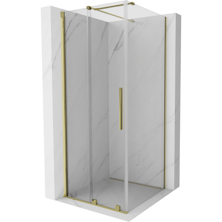 Mexen Velar sprchová kabína, posuvné dvere 100 x 100 cm, Priehľadné, Zlatá - 871-100-100-01-50