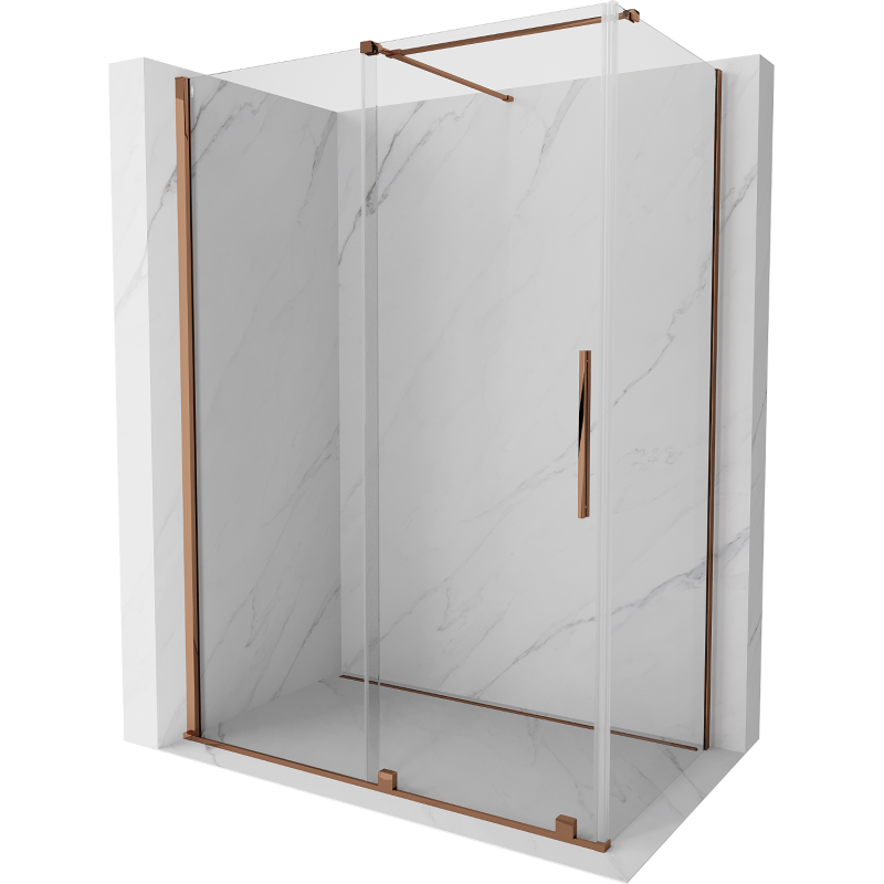 Mexen Velar sprchová kabína, posuvné dvere 160 x 70 cm, Priehľadné, Zlatoružová - 871-160-070-01-60