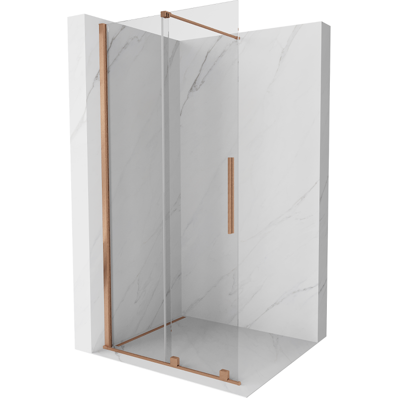 Mexen Velar posúvacie sprchové dvere Walk-in 70 cm, Priehľadné, kefovaná meď - 871-070-000-03-65