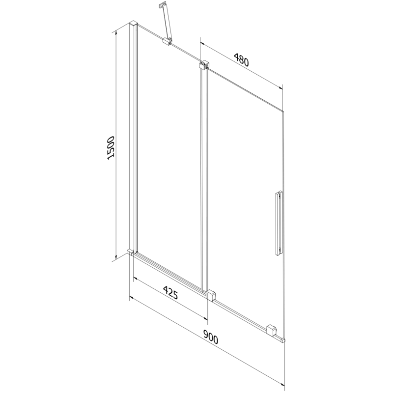 Mexen Velar vaňová zástena dvojkrídlová Posuvný 90 x 150 cm, Priehľadné, Chrómová - 896-090-000-01-01