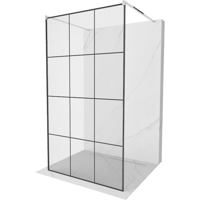 Mexen Kioto voľne stojaca sprchová stena 110 x 200 cm, transparentnéné/čierny vzor 8 mm, chrómová - 800-110-002-01-77
