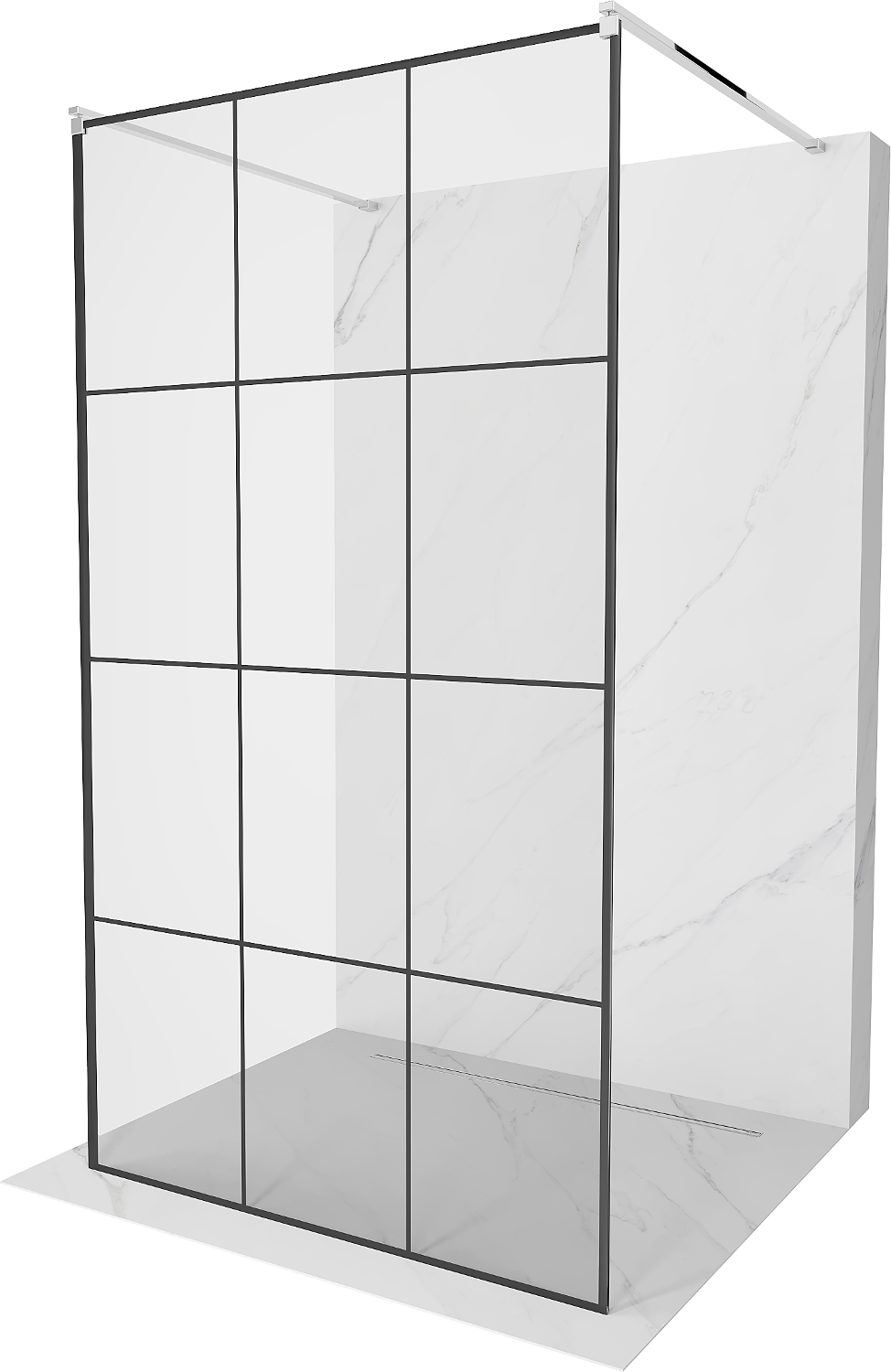 Mexen Kioto voľne stojaca sprchová stena 120 x 200 cm, transparentnéné/čierny vzor 8 mm, chrómová - 800-120-002-01-77