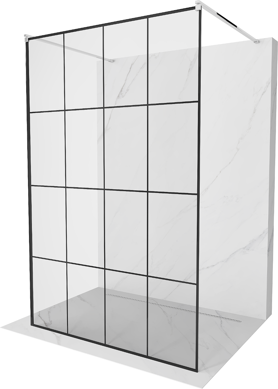 Mexen Kioto voľne stojaca sprchová stena 130 x 200 cm, transparentnéné/čierny vzor 8 mm, chrómová - 800-130-002-01-77