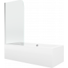 Mexen Cube obdĺžniková vaňa 170 x 80 cm s obkladom a 1-krídlovou sprchovou zástenou 75 cm, transparentnéné, chrómová