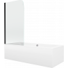 Mexen Cube obdĺžniková vaňa 180 x 80 cm s obkladom a 1-krídlovou sprchovou zástenou 70 cm, transparentnéné, čierna