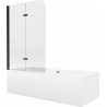 Mexen Cube obdĺžniková vaňa 180 x 80 cm s obkladom a 2-krídlovou zástenou 100 cm, transparentnéné, čierna - 550518080X9010027000