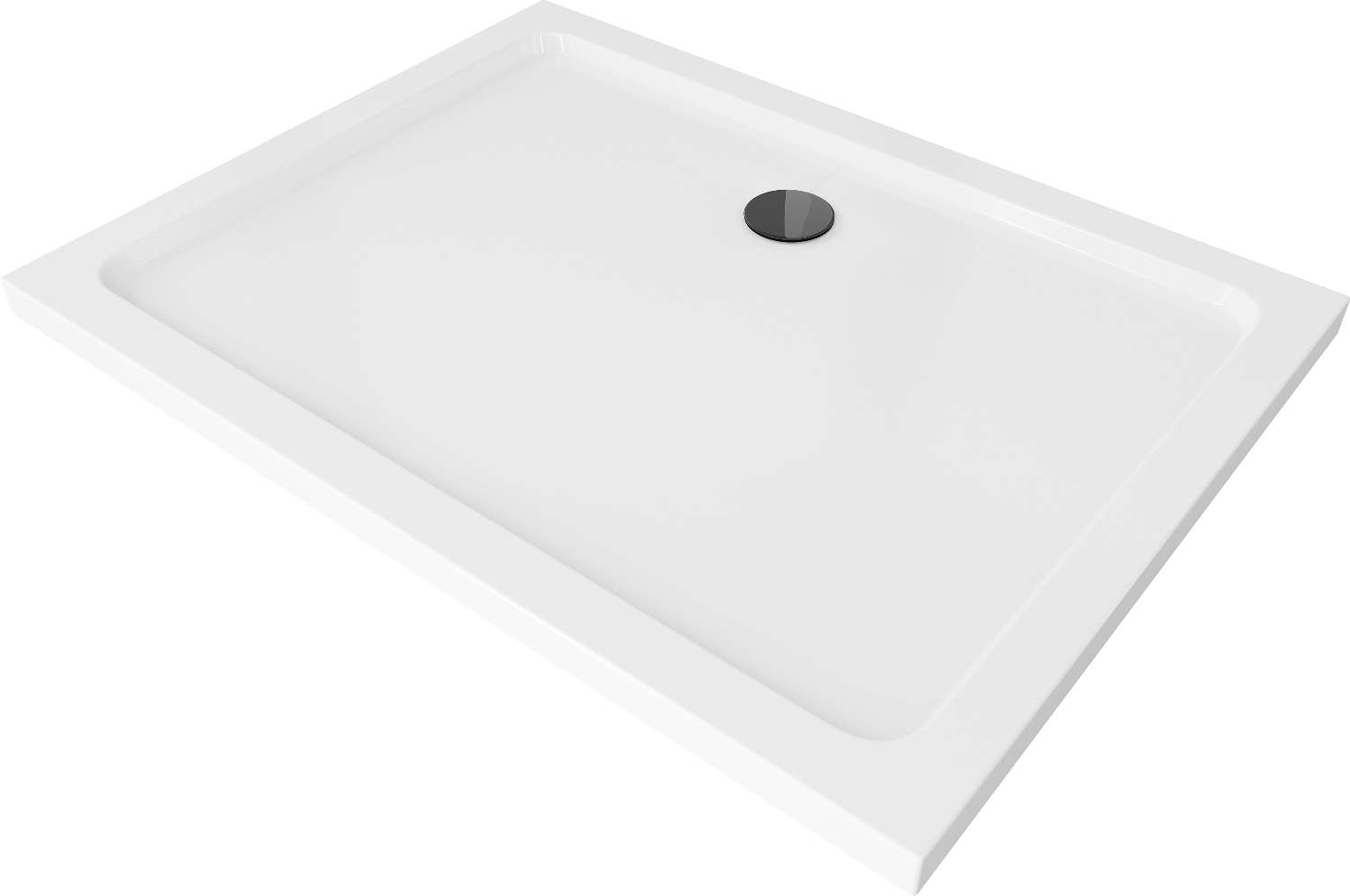Mexen Flat obdĺžniková sprchová vanička slim 130 x 100 cm, biela, syfon čierna - 40101013B