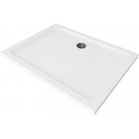 Mexen Flat obdĺžniková sprchová vanička slim 140 x 80 cm, biela, syfon čierna - 40108014B