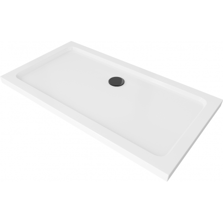 Mexen Flat obdĺžniková sprchová vanička slim 140 x 70 cm, biela, syfon čierna - 40107014B