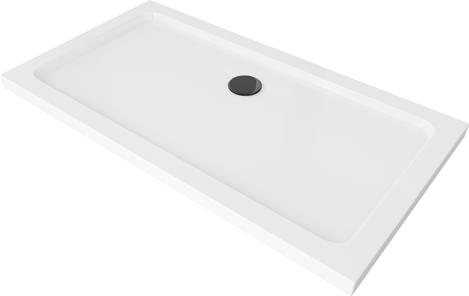 Mexen Flat obdĺžniková sprchová vanička slim 140 x 70 cm, biela, syfon čierna - 40107014B