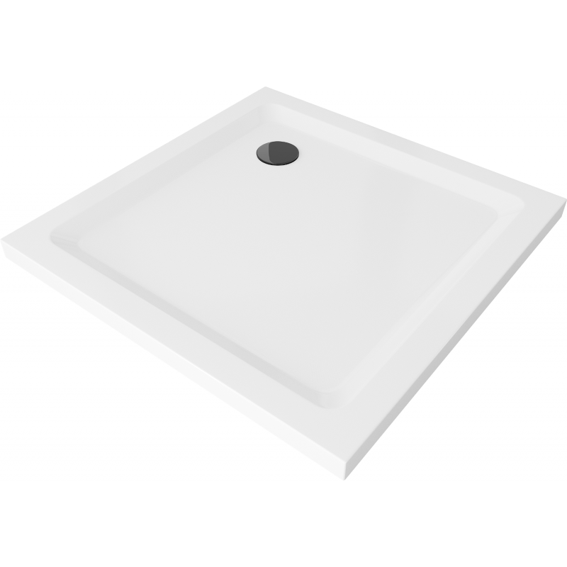 Mexen Flat štvorcová sprchová vanička slim 100 x 100 cm, biela, syfon čierna - 40101010B