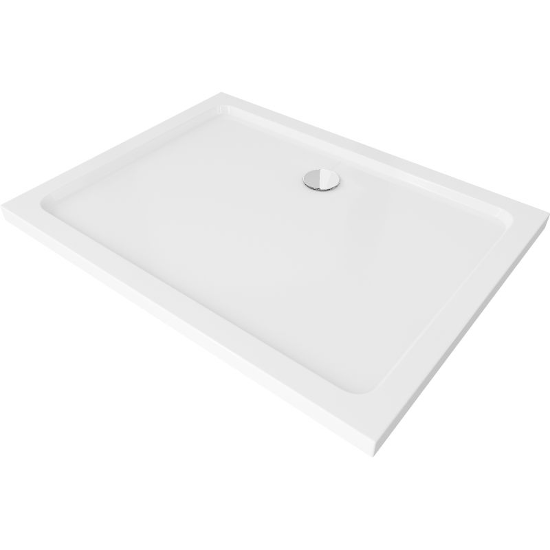 Mexen Flat obdĺžniková sprchová vanička slim 140 x 80 cm, biela, sifon chromový- 40108014