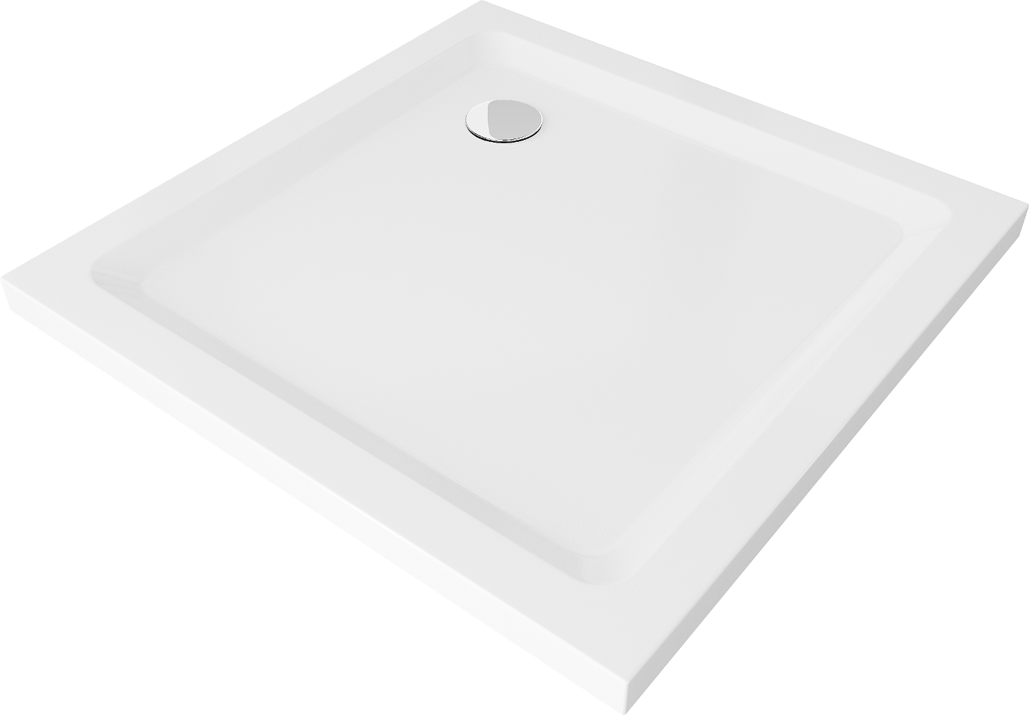 Mexen Flat štvorcová sprchová vanička slim 80 x 80 cm, biela, sifon chromový- 40108080