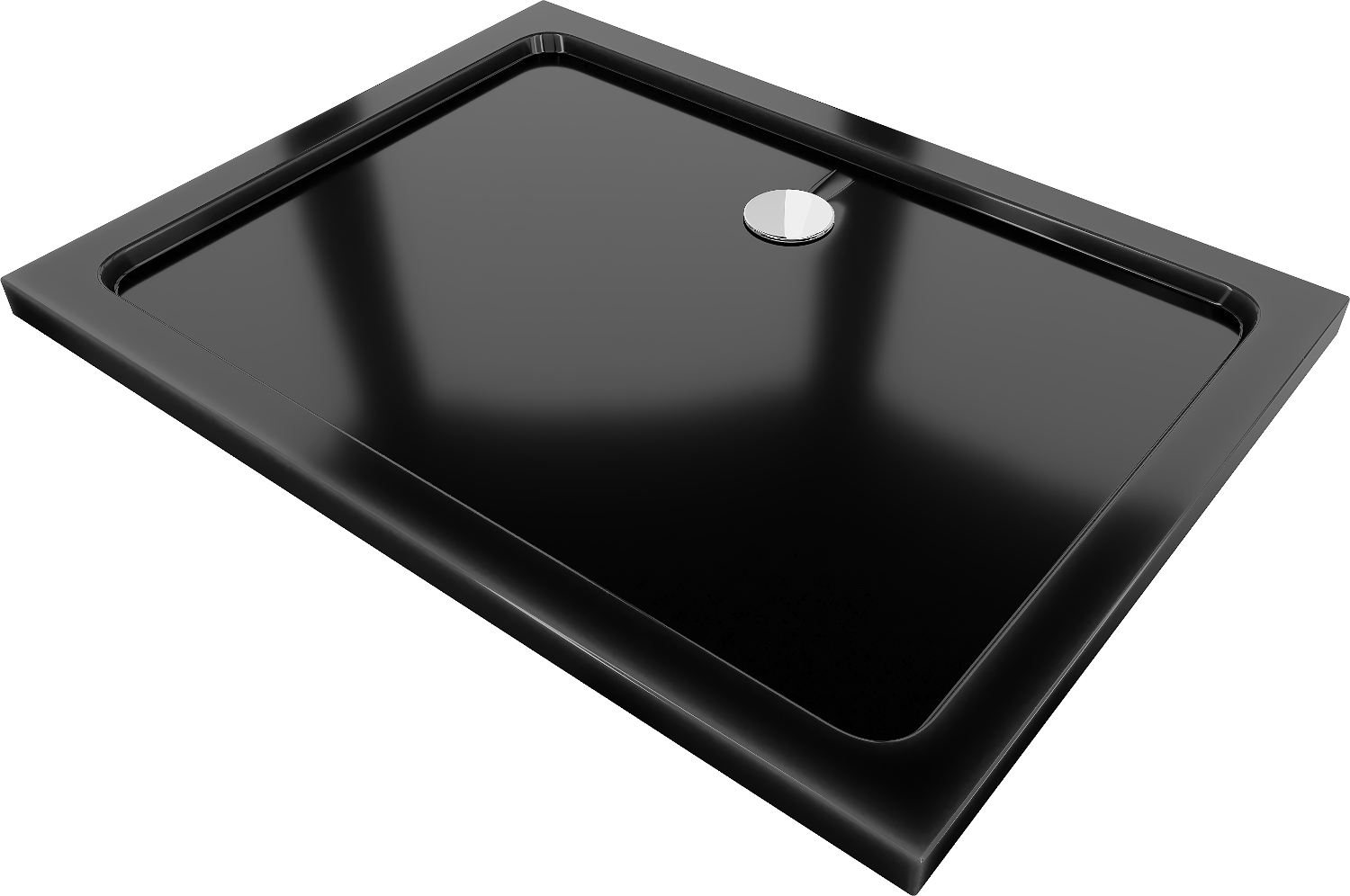 Mexen Flat obdĺžniková sprchová vanička slim 120 x 90 cm, čierna, sifon chromový- 40709012