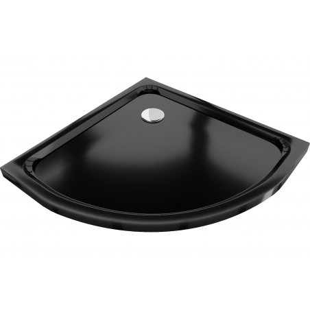 Mexen Flat polkruhová sprchová vanička slim 80 x 80 cm, čierna, sifon chromový- 41708080
