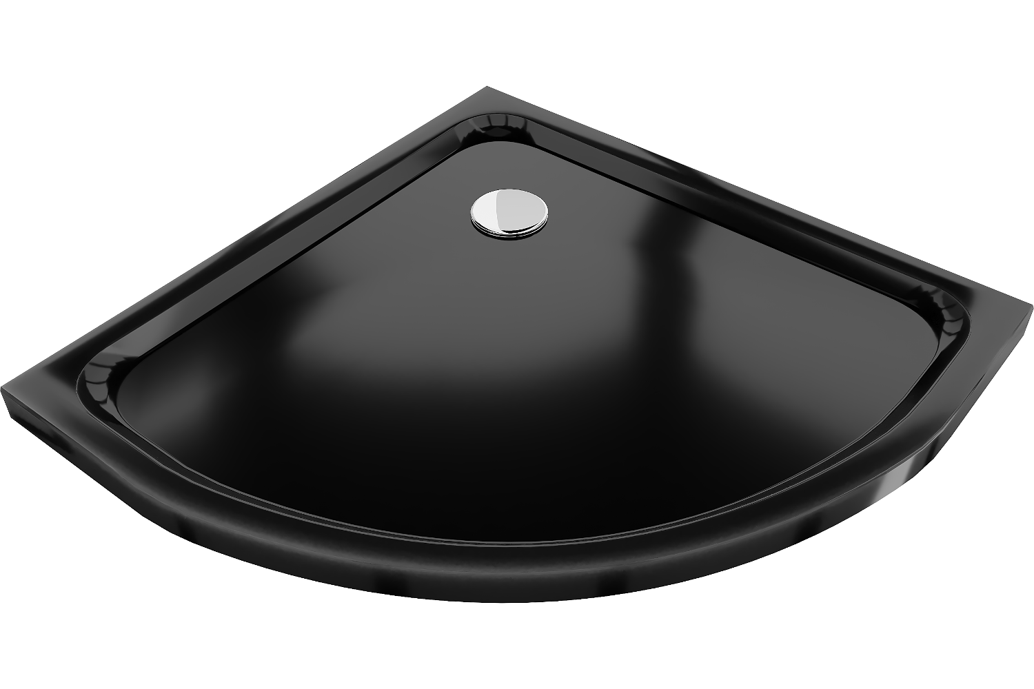 Mexen Flat polkruhová sprchová vanička slim 90 x 90 cm, čierna, sifon chromový- 41709090