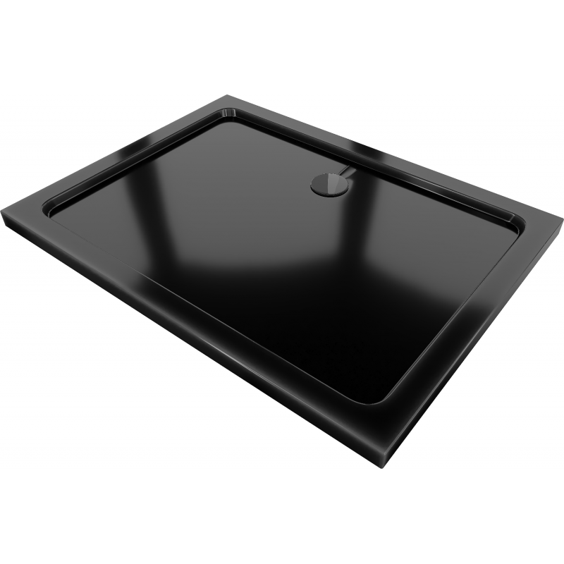 Mexen Flat obdĺžniková sprchová vanička slim 120 x 80 cm, čierna, syfon čierna - 40708012B