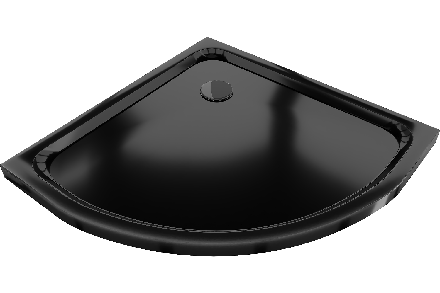 Mexen Flat polkruhová sprchová vanička slim 90 x 90 cm, čierna, syfon čierna - 41709090B