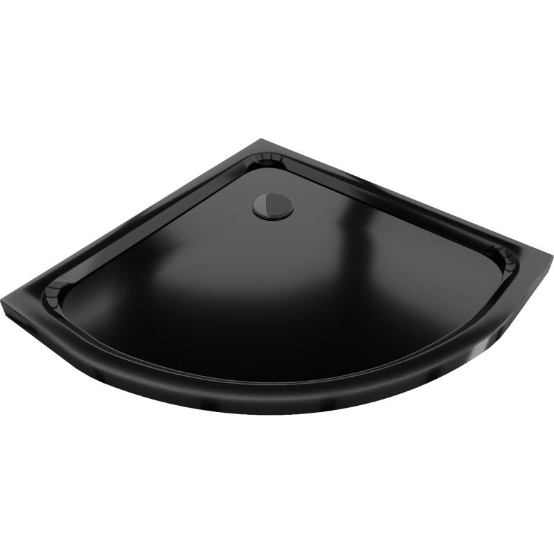 Mexen Flat polkruhová sprchová vanička slim 80 x 80 cm, čierna, syfon čierna - 41708080B